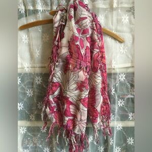 Floral Butterfly Pink Scarf